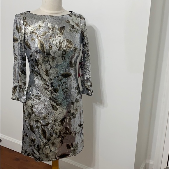 NWT Vince Camuto sequin  floral sheath dress - Picture 1 of 10